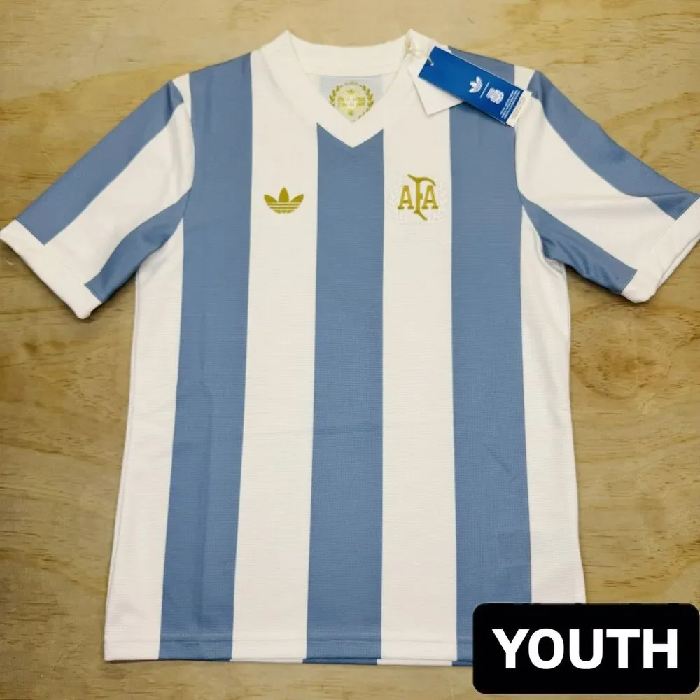 NEW YOUTH Argentina Adidas 50th Anniversary Aeroready Soccer Jersey LG